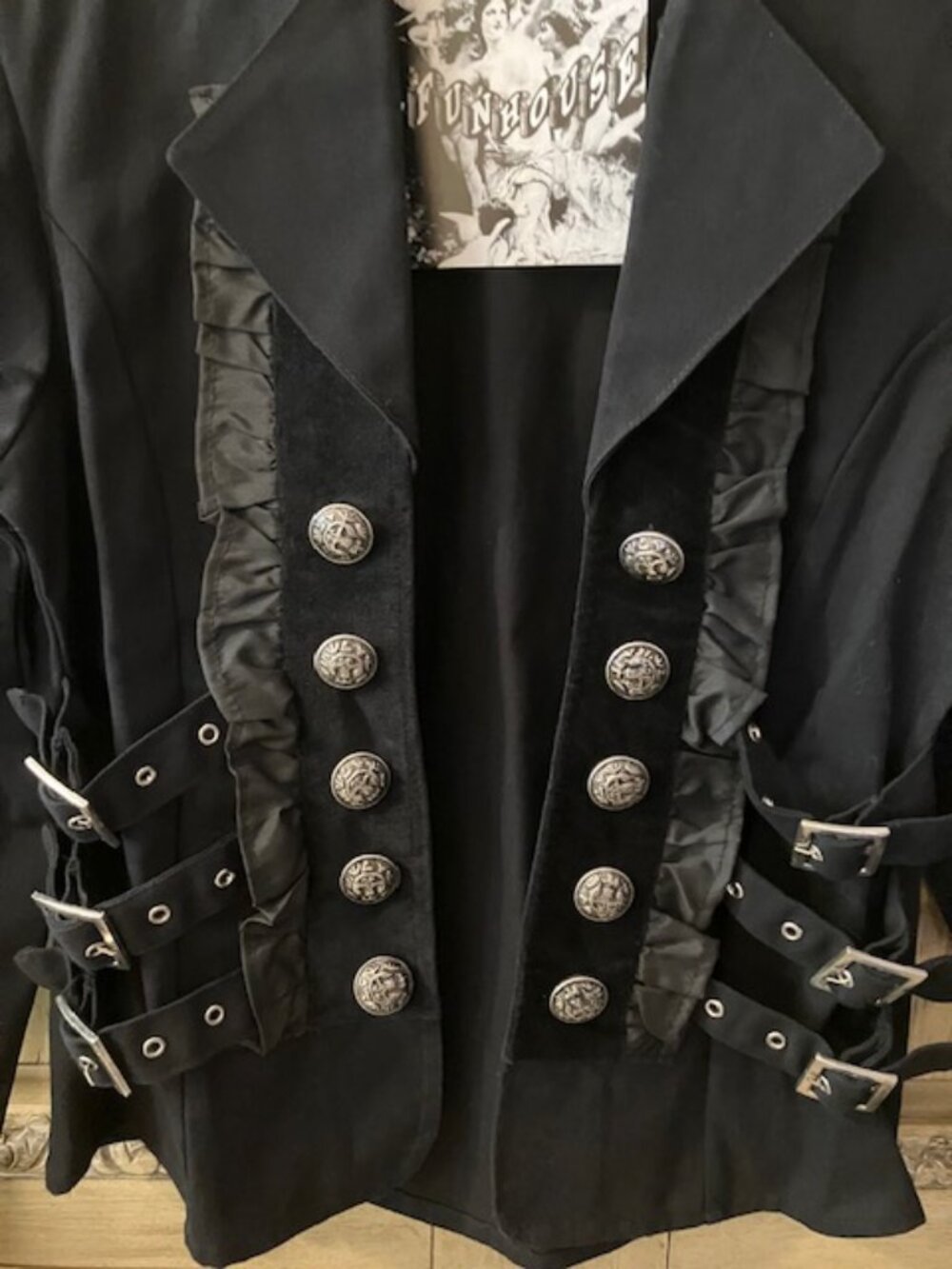 FUNHOUSE - BLACK MILITARY GOTH JACKET -100% COTTON -SMALL -NWT - Picture 4 of 7